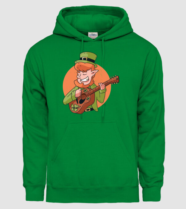 Chitarist Leprechaun irlandez St Patrick model verde pe tricou