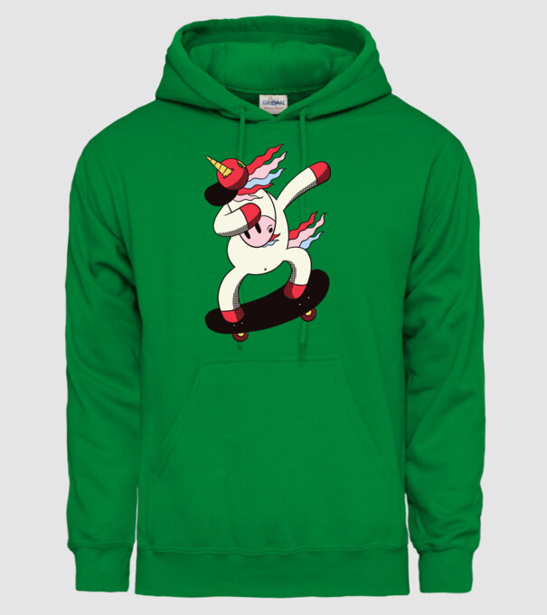 Skateboarder Unicorn DAB model verde pe tricou