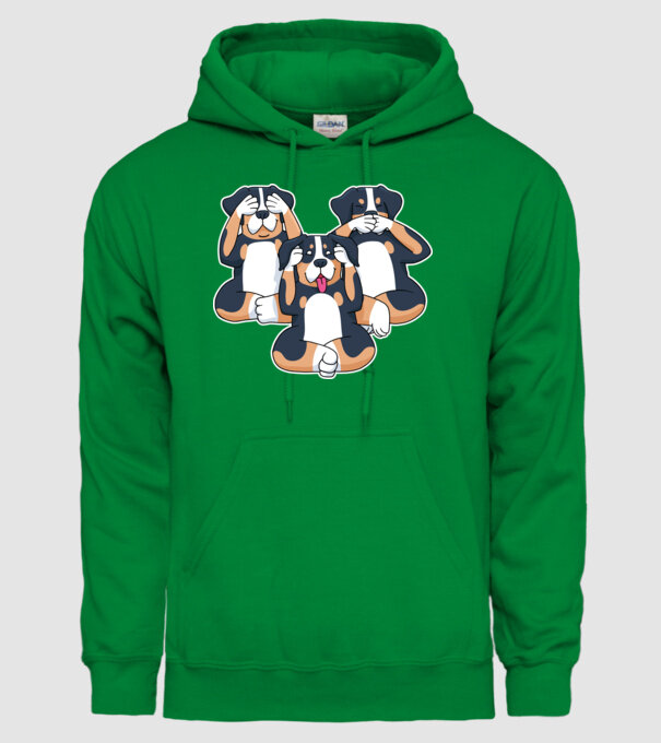 Trei câini model verde pe tricou