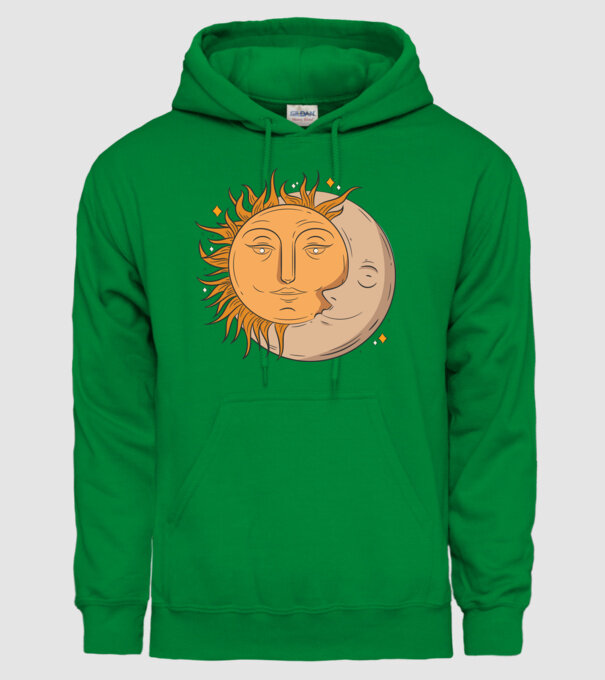 Luna și Soarele model verde pe tricou