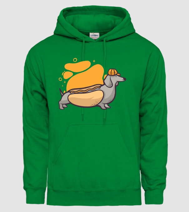 Teckel Hot dog model verde pe tricou