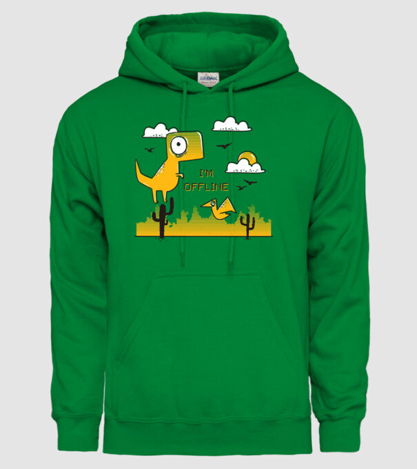 'I''m Offline - tricou amuzant cu dinozaur' model verde pe tricou