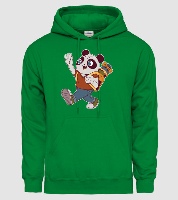 Panda școlar model verde pe tricou