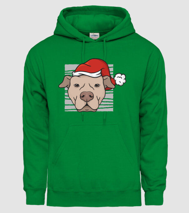 Pitbull de Crăciun model verde pe tricou