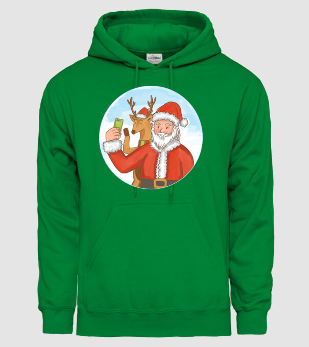 Selfie de Crăciun model verde pe tricou
