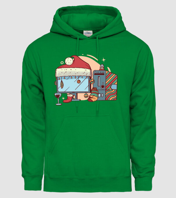 Computer de Crăciun model verde pe tricou