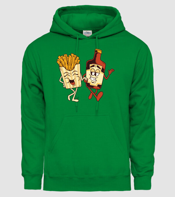 Ketchup + cartofi prăjiți model verde pe tricou