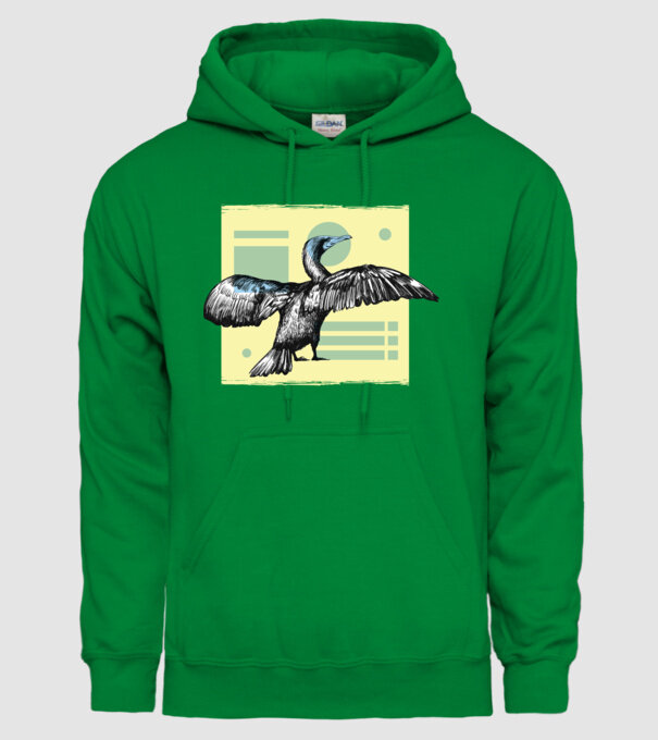 Pasăre cormoran model verde pe tricou