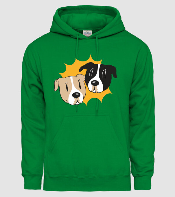Capete de câini model verde pe tricou