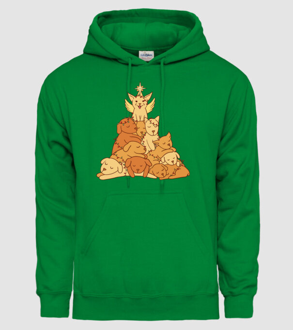 Pom de Crăciun cu Câine model verde pe tricou