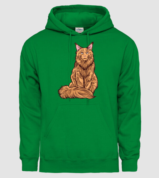 Pisică Maine Coon model verde pe tricou
