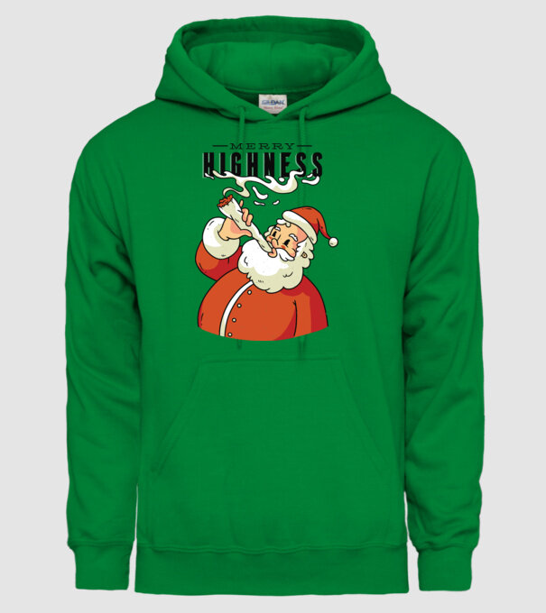 Merry Highness Mikulás fumează iarbă model verde pe tricou