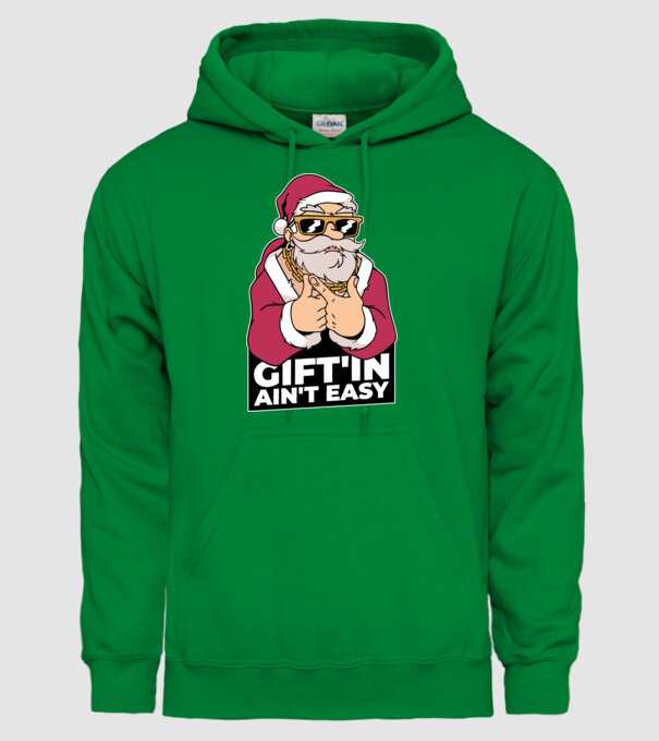Moș Crăciun Gangster - tricou amuzant Crăciun model verde pe tricou