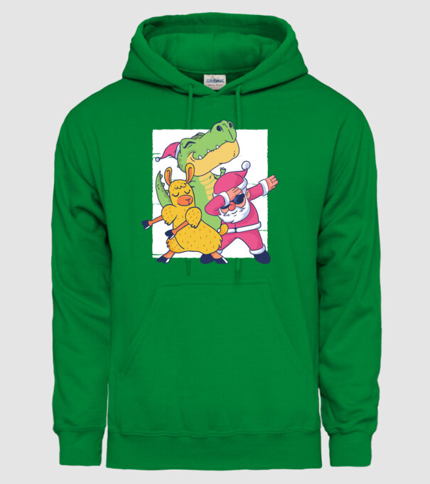 Moș Crăciun Llama T-rex DAB pentru Crăciun model verde pe tricou