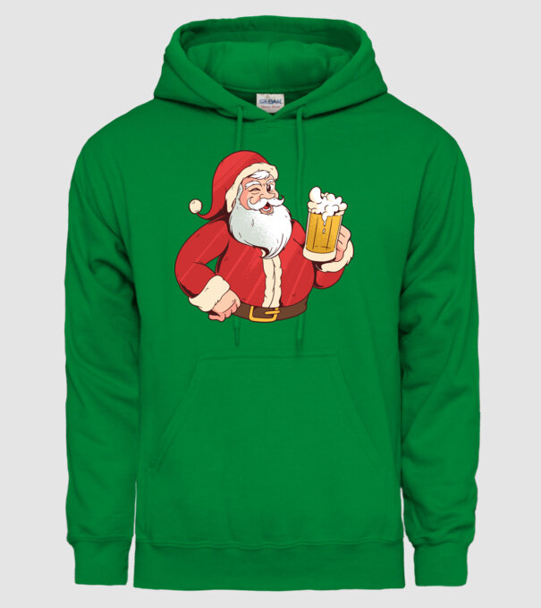 Moș Crăciun cu bere tricou amuzant model verde pe tricou