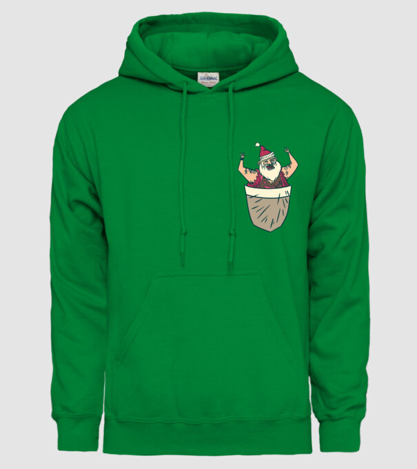 Buzunar Moș Crăciun model verde pe tricou