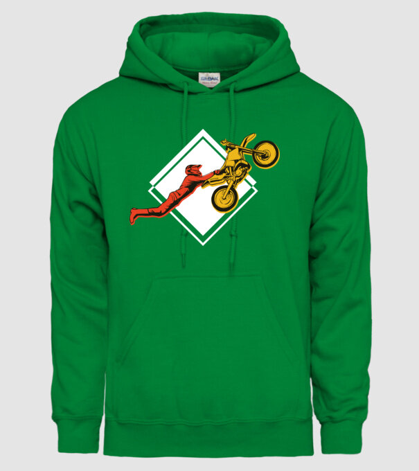 Săritură motocicletă model verde pe tricou
