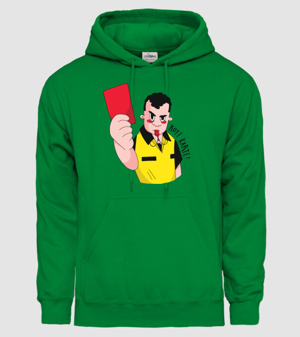 Cartonaș roșu model verde pe tricou