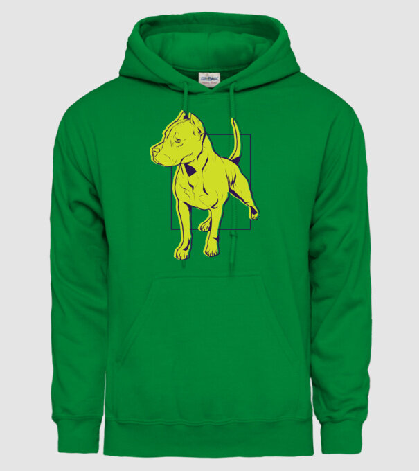 Câine Pitbull model verde pe tricou