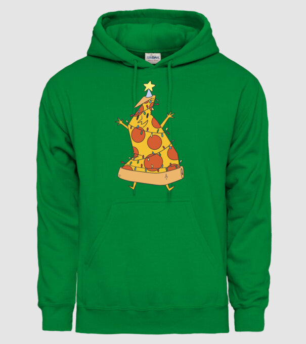 Pizza pom de Crăciun model verde pe tricou