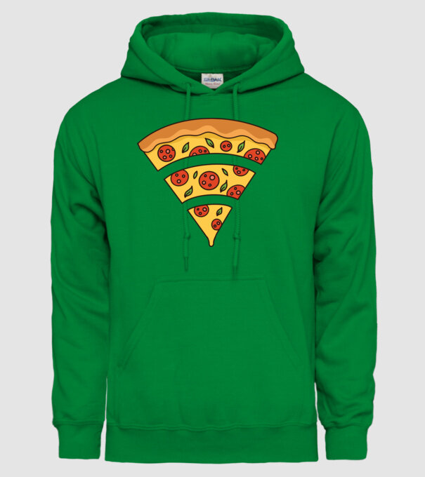 Felie de pizza Wifi model verde pe tricou