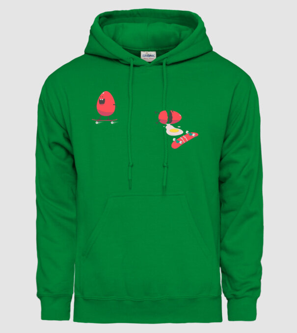 Skateboard Eggs model verde pe tricou