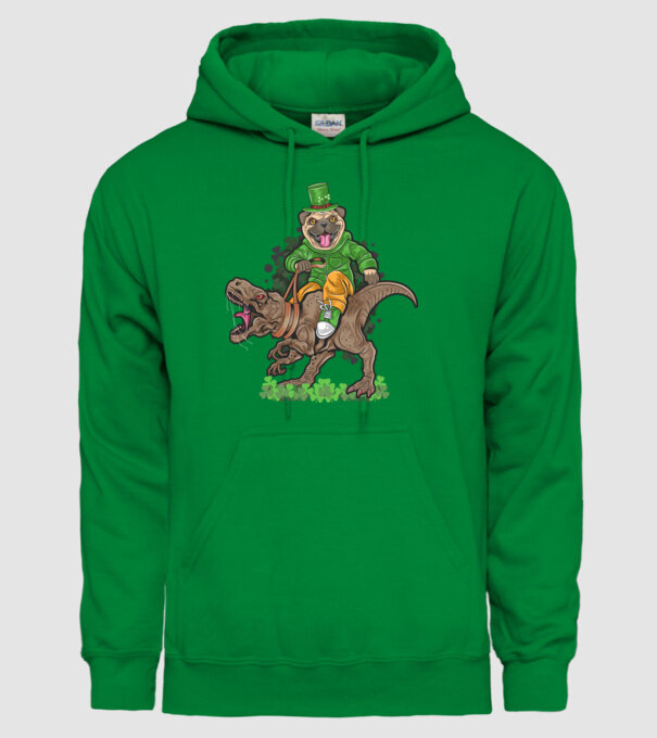 Sfântul Patrick Mops dinozaur model verde pe tricou