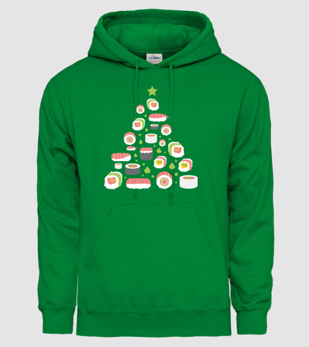 Pom de Crăciun Sushi model verde pe tricou