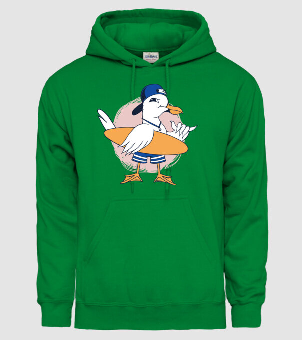 Pescăruș Surfing model verde pe tricou