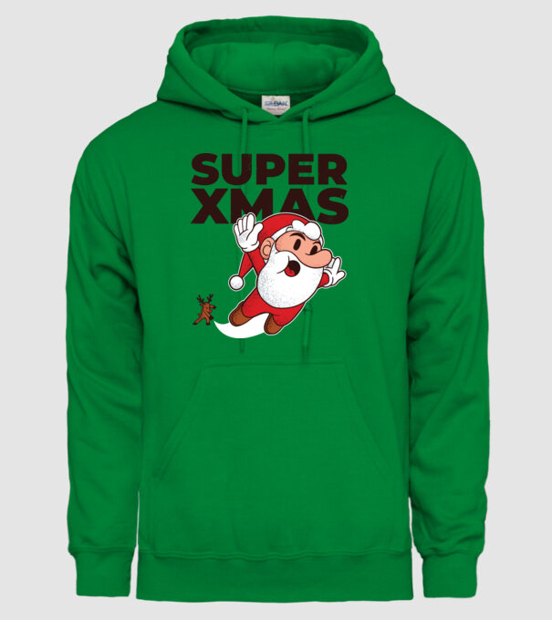 Super Moș Crăciun tricou de Crăciun model verde pe tricou