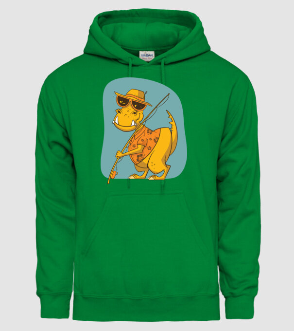 T-rex Pescar model verde pe tricou