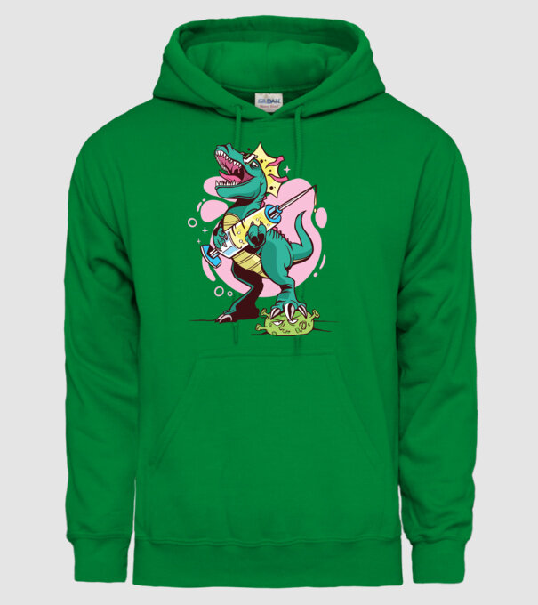 T-rex Vaccin model verde pe tricou