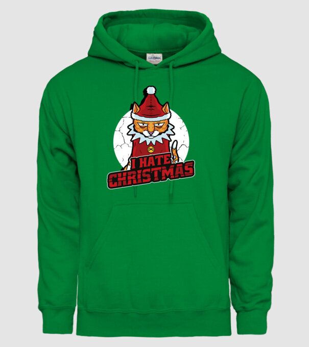 Urăsc Crăciunul Pisică model verde pe tricou