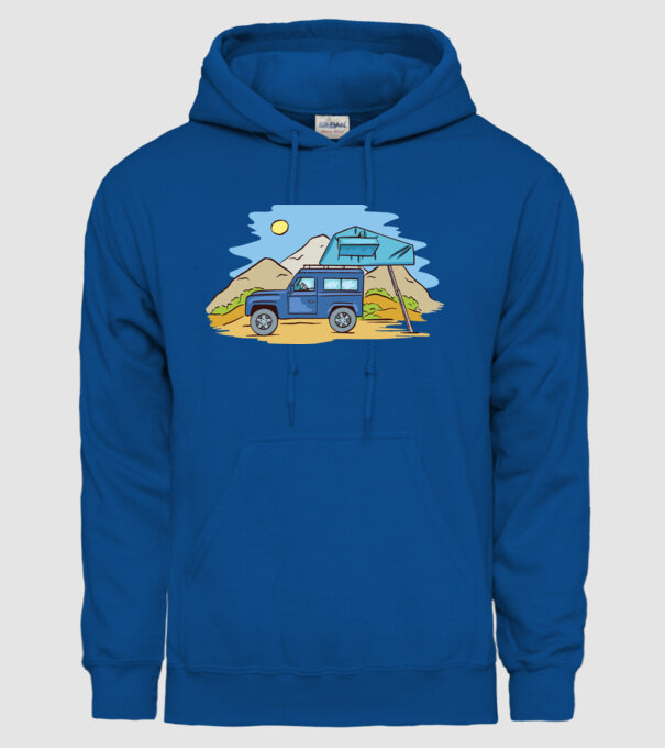 Mașină de camping model albastru regal pe tricou