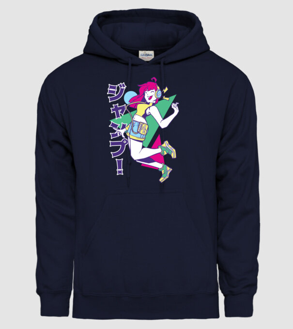 Anime fată retro model albastru închis pe tricou