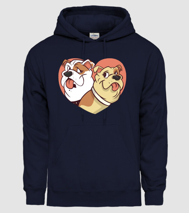Dragoste Bulldog model albastru închis pe tricou