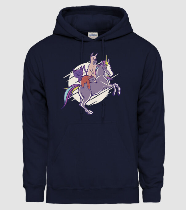 Animale drăguțe pe Unicorn model albastru închis pe tricou