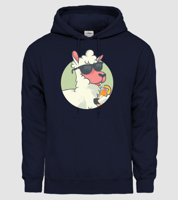 Lama drăguț cu cocktail tricou amuzant model albastru închis pe tricou