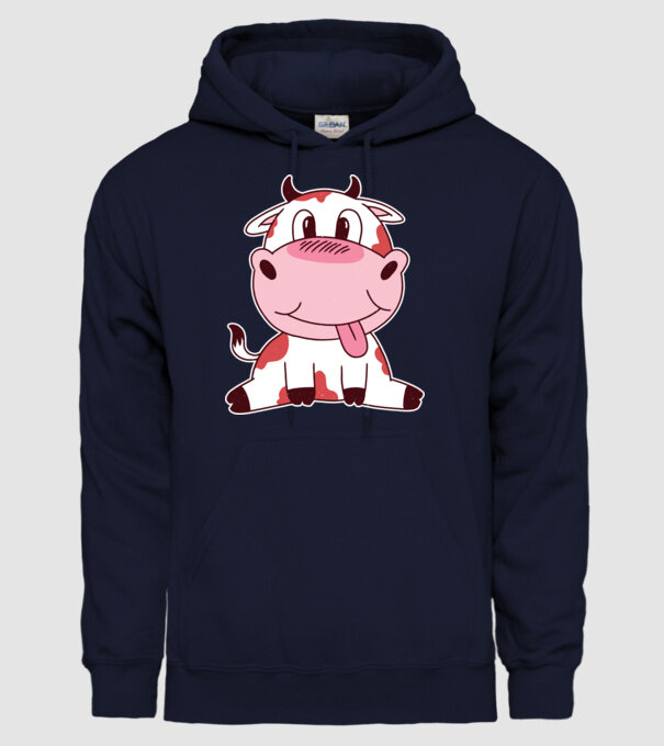 Vacă drăguță model albastru închis pe tricou
