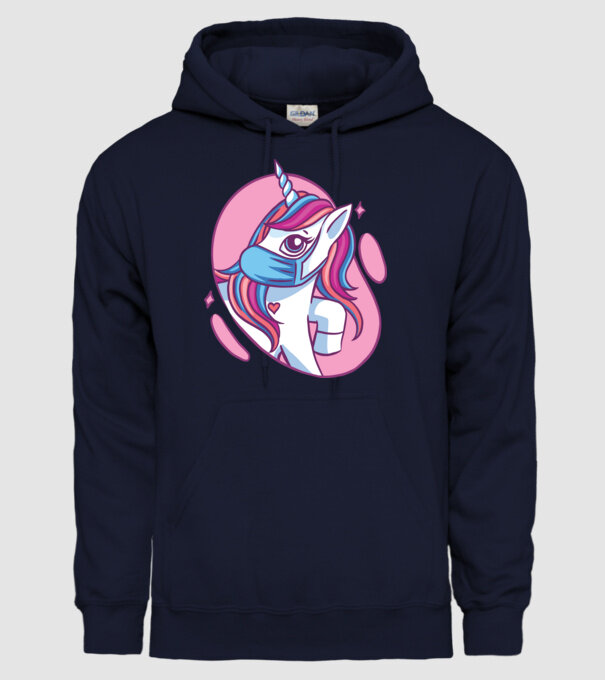Unicorn drăguț cu mască model albastru închis pe tricou