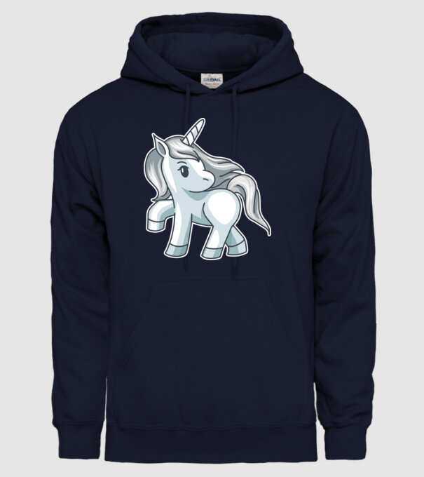 Unicorn de argint model albastru închis pe tricou
