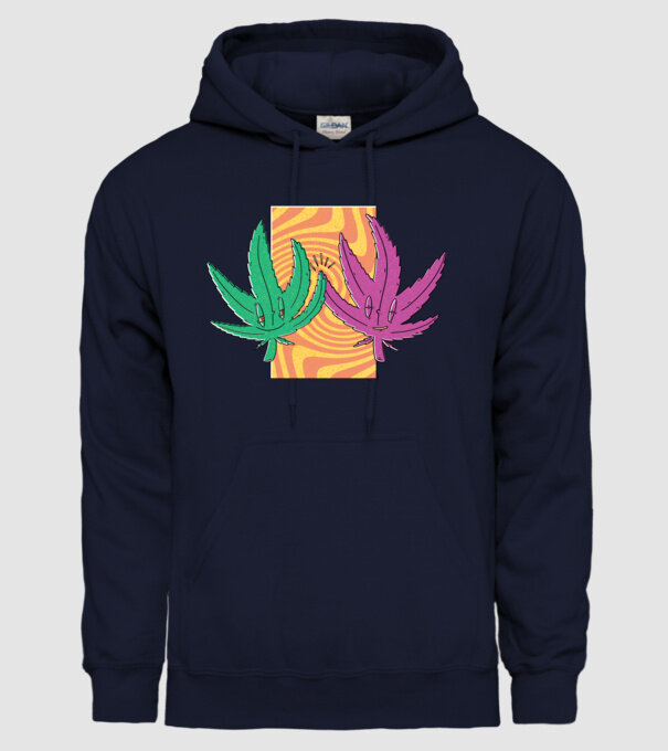 Frunze marijuana salut model albastru închis pe tricou