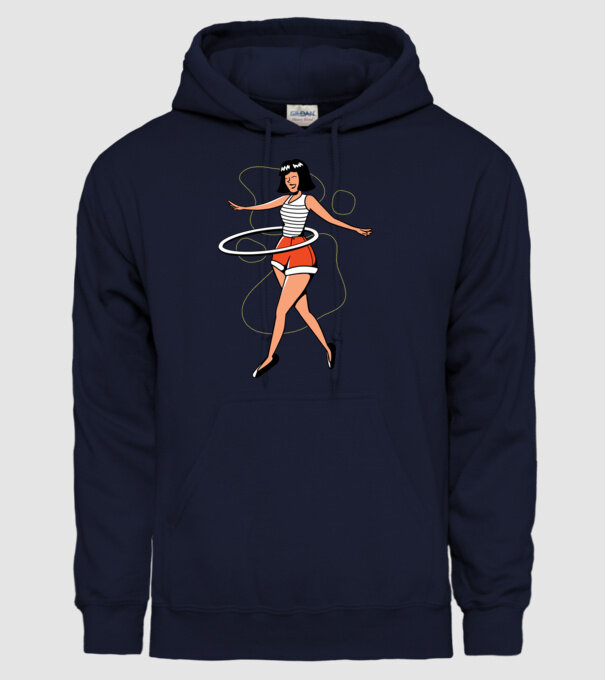 Cerc hula-hoop model albastru închis pe tricou