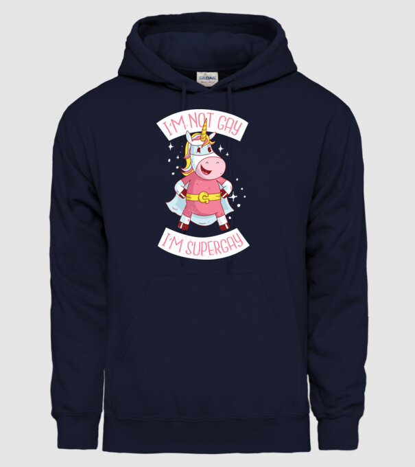 'I''m not gay i''m supergay' model albastru închis pe tricou