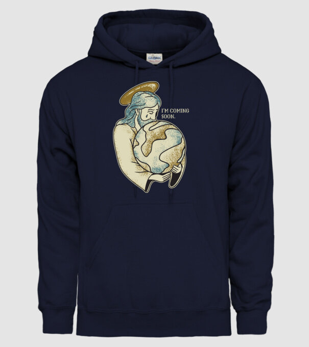 Jesus is coming soon - Isus vine în curând model albastru închis pe tricou