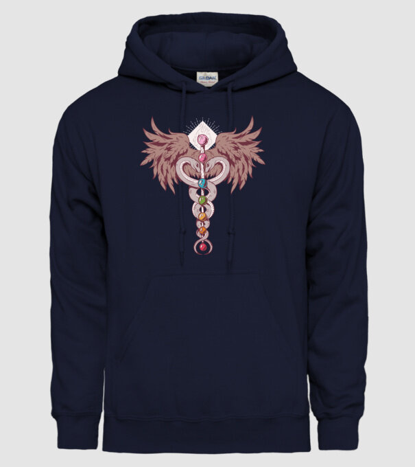 Chakra yoga model albastru închis pe tricou