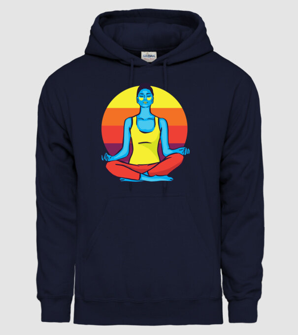 Yoga Meditație Retro model albastru închis pe tricou