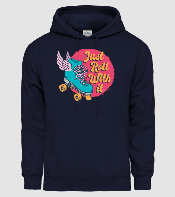 Just Roll with it - patine cu rotile model albastru închis pe tricou