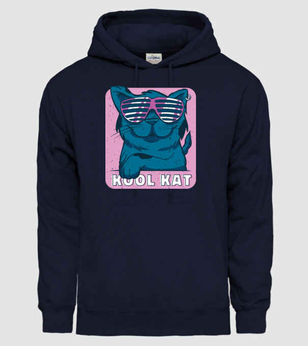 Kool Cat - Pisică Cool model albastru închis pe tricou