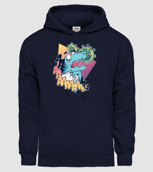 Covid Dino model albastru închis pe tricou